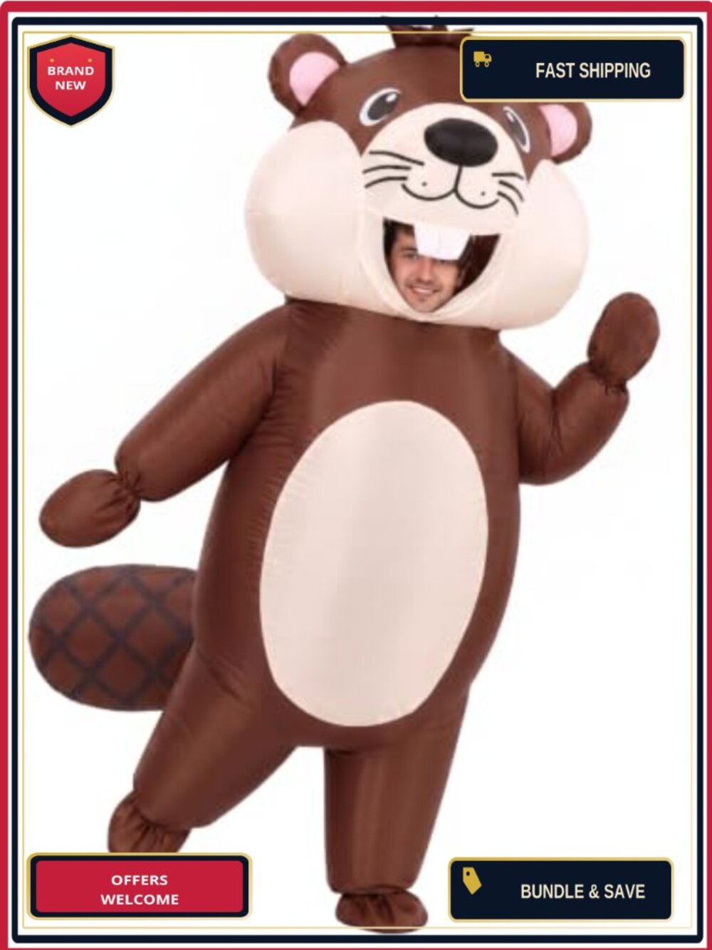 Adult Inflatable Beaver Costume Polyester Halloween Blow Up Suit